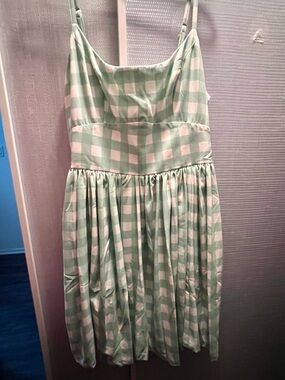 Pinup Couture Sage Green and White Gingham Midi Dress